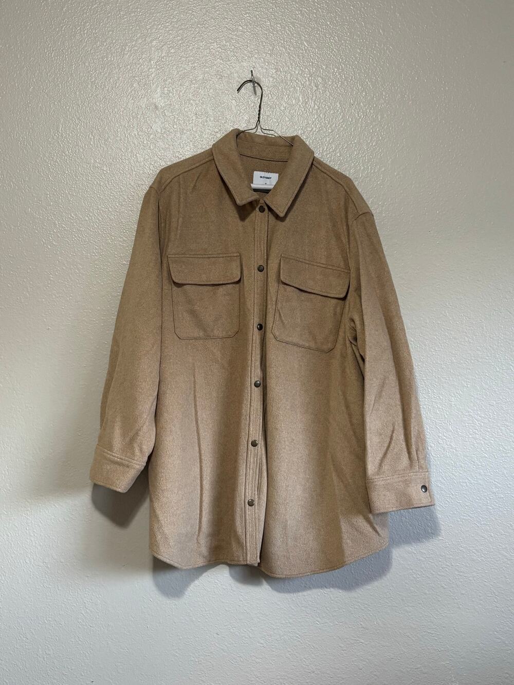 SOFT! Women’s Old Navy Wool Blend Oatmeal Heather Shacket Shirt Jacket, Size 3X